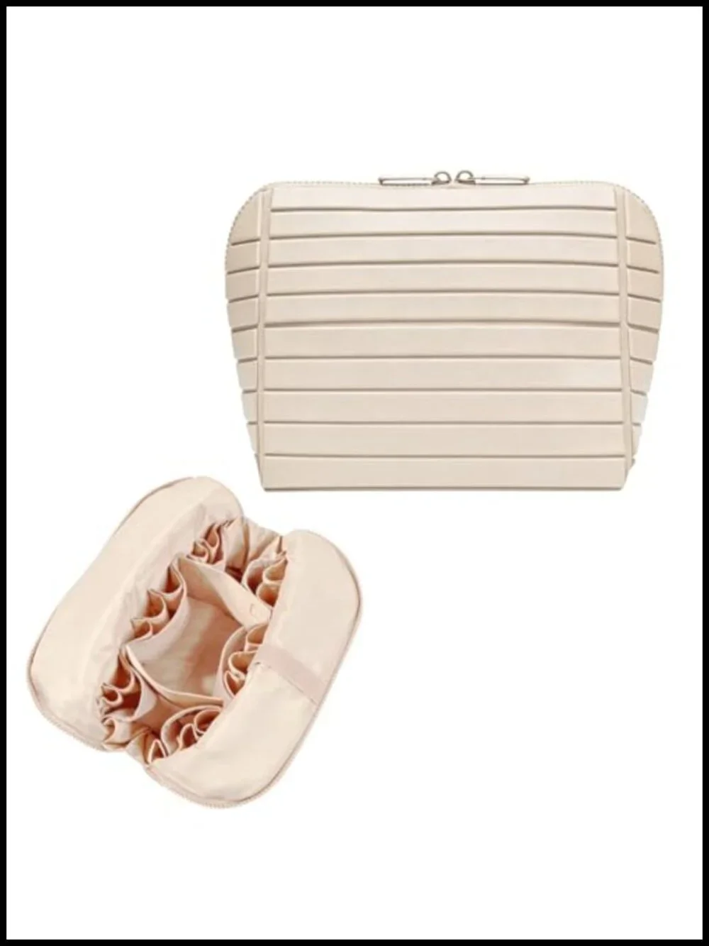 Large Capacity Travel Makeup Organizer Bag with Fold-Down Design